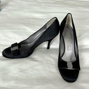 Ferragamo black satin high heel